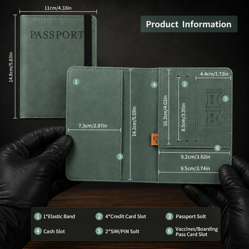 Protected by RFID Premium Leather Passport Holder & Travel Wallet