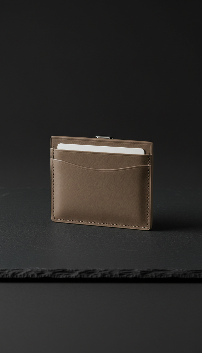Taupe Leather Minimal Cardholder