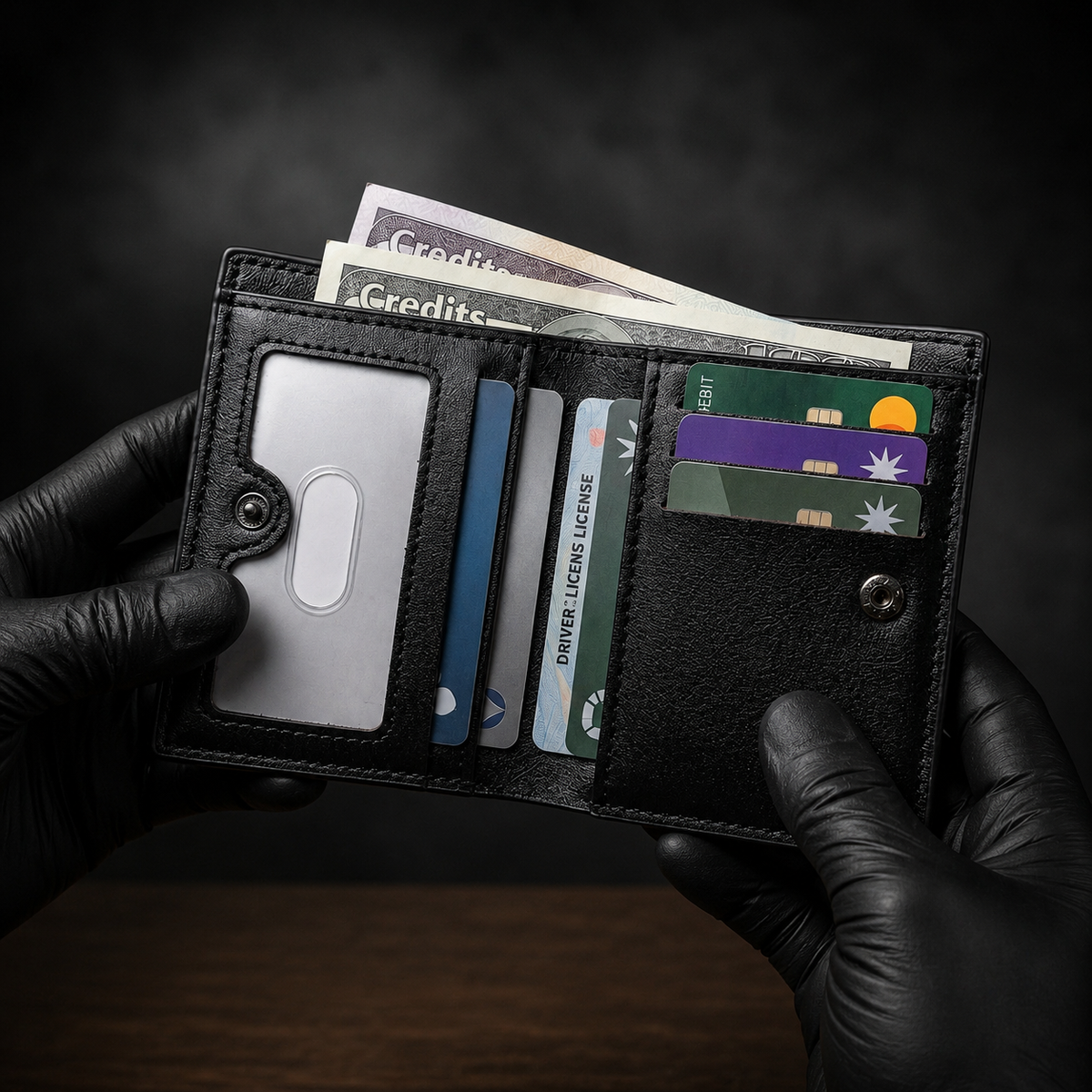 Balebaily Croc Texture Leather Bifold Wallet