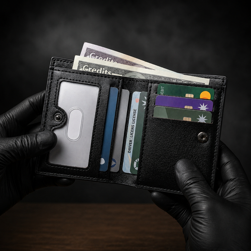 Balebaily Croc Texture Leather Bifold Wallet