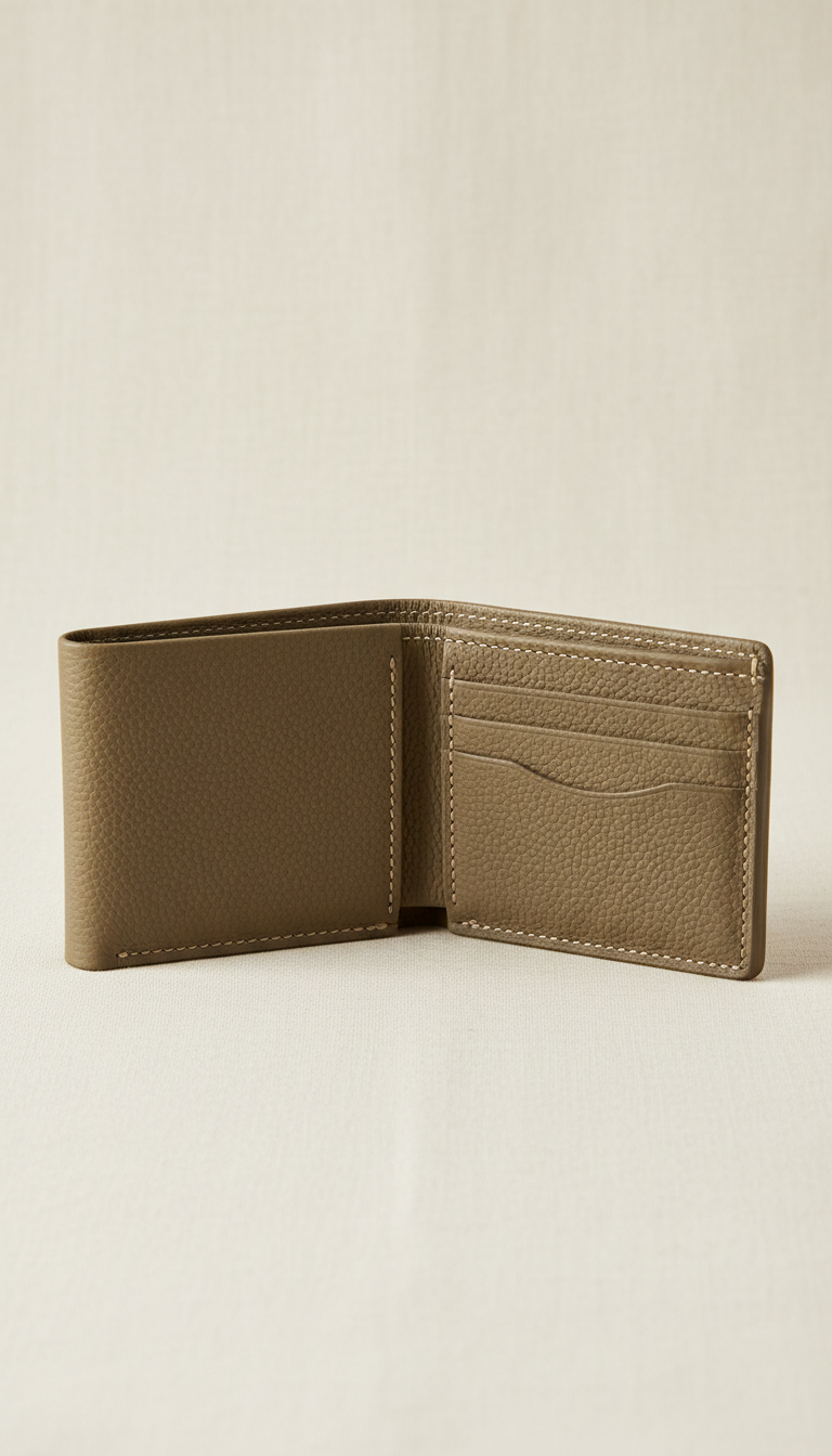 Olive Taupe Bi-fold Leather Wallet