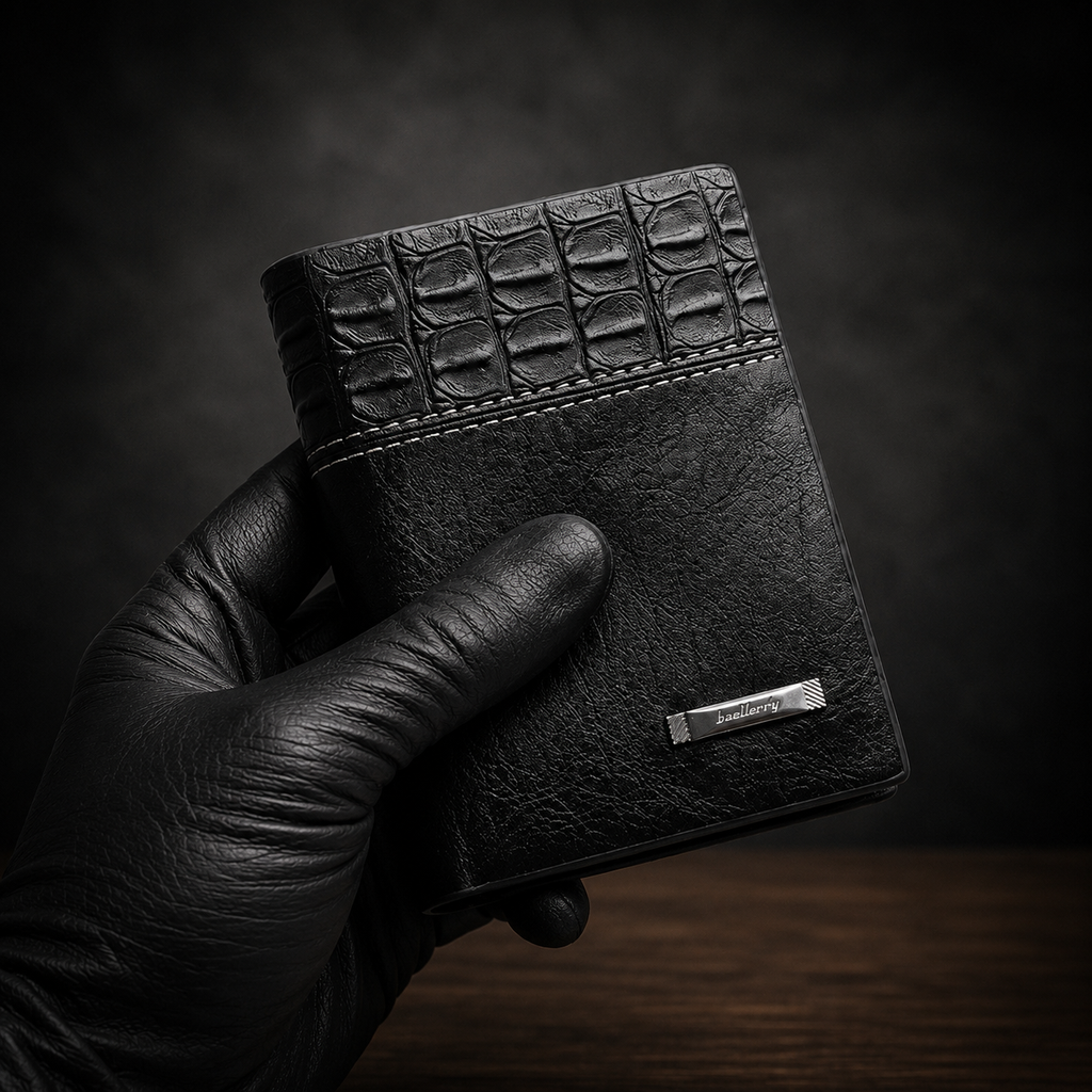 Balebaily Croc Texture Leather Bifold Wallet