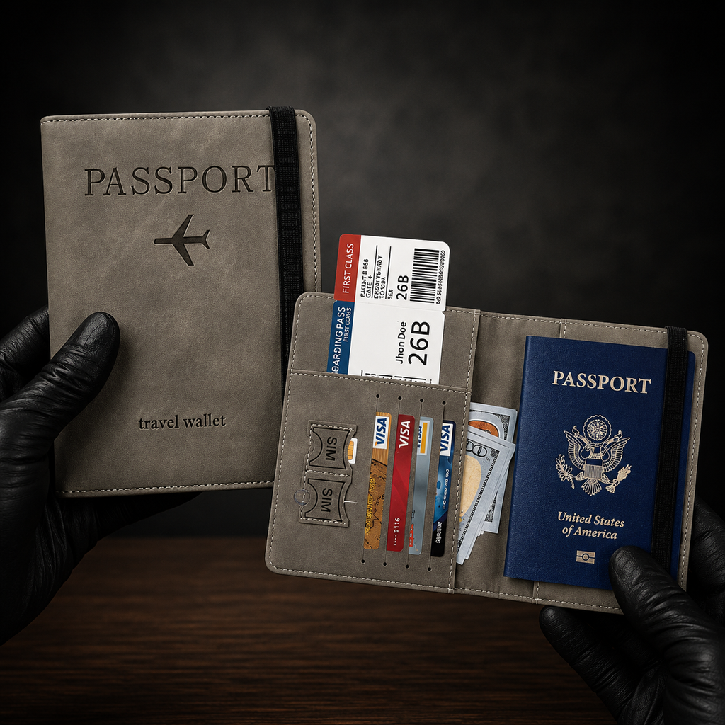 Protected by RFID Premium Leather Passport Holder & Travel Wallet